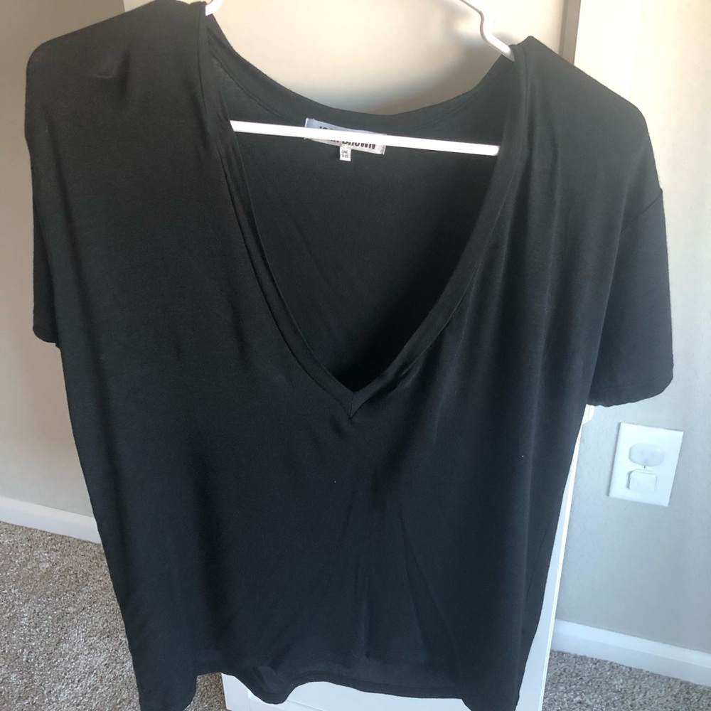 Joah Brown one size plunge t-shirt black new without tags
